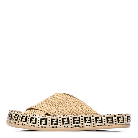 fendi woven raffia sandals|fendi sandals slides.